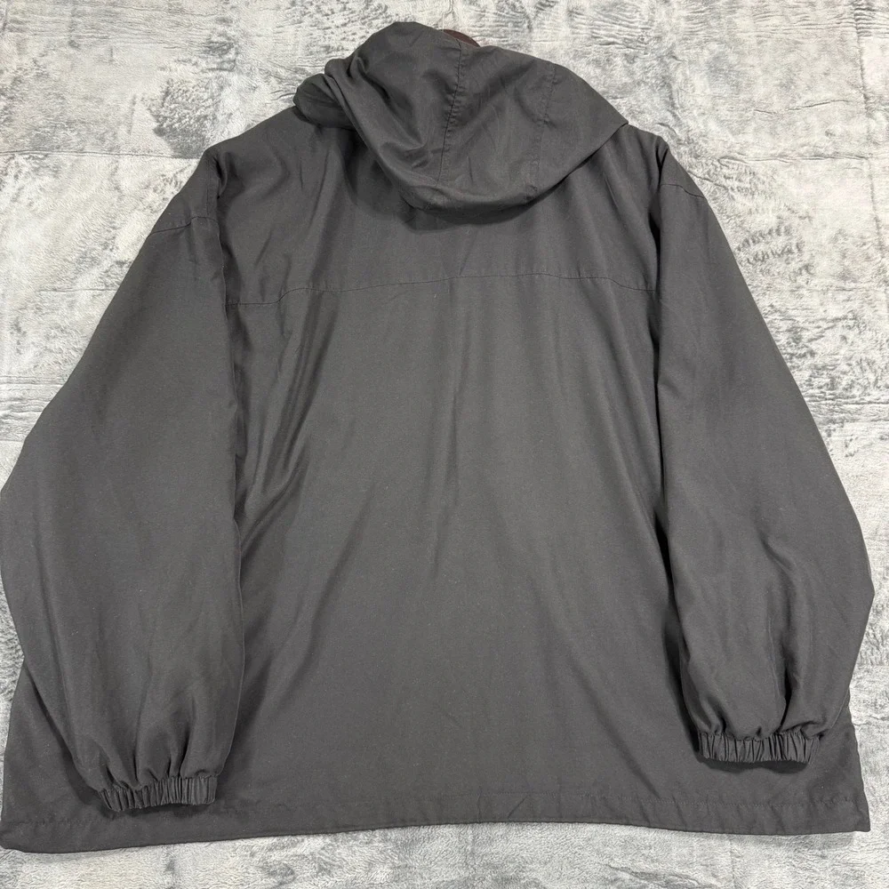 Athletic Works Mens Windbreaker Jacket Black‎ Blue Mesh Lined Hooded Full Zip XL
